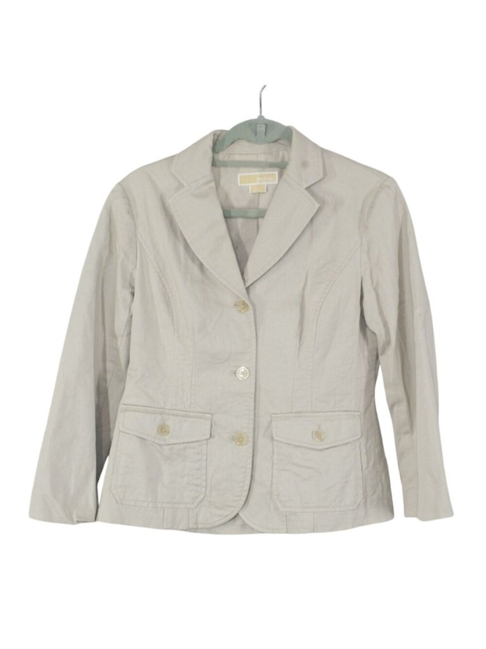 Michael Michael Kors Beige Cotton Blend Blazer Jacket Stretch Size 8